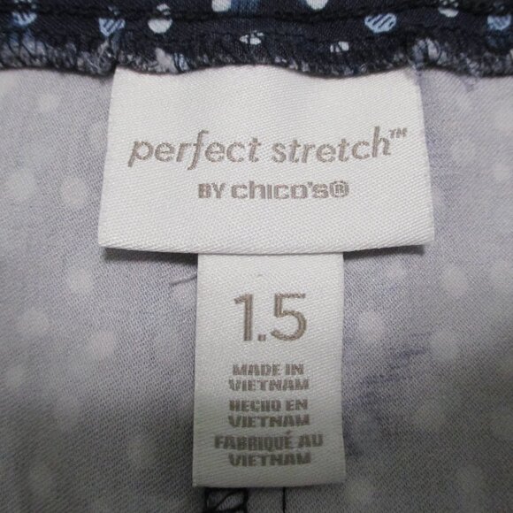Chico's capris Perfect Stretch, navy w/dots pull on w/pockets size 10 (1.5) - Picture 3 of 8